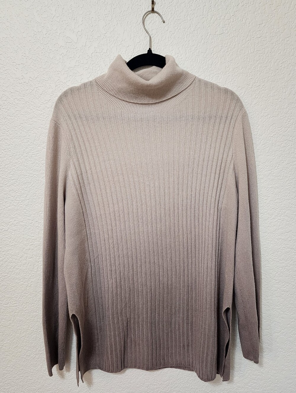 Lafayette 148 NY 100% Cashmere Ombre Ribbed Turtleneck Tunic Sweater No Size Tag - Picture 2 of 13